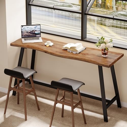 55" Solid Wood Bar Table, Rustic Brown