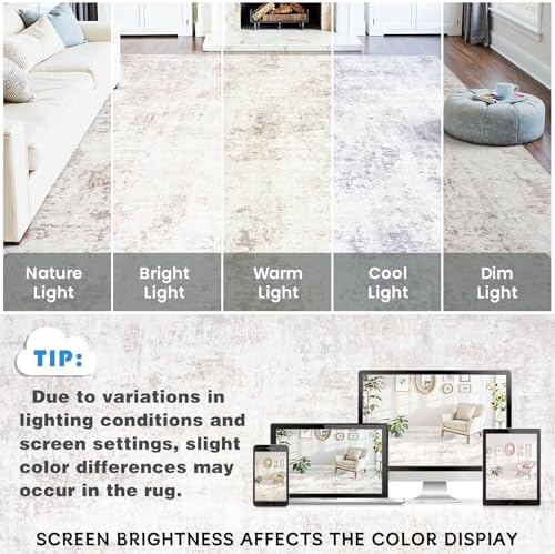 5x7 Area Rugs for Living Room Large Washable Abstract Rug Beige Grey