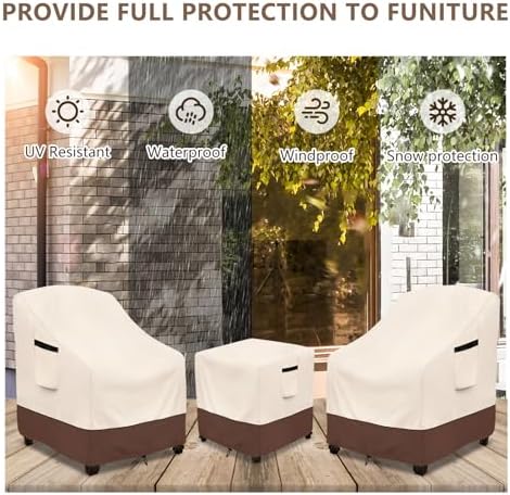 Patio Furniture Covers 3 Piece for 2 Chairs and Side Table