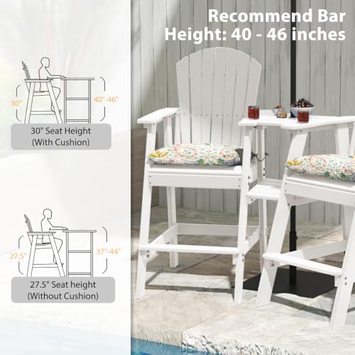 Sundale Outdoor Tall Adirondack Chairs Set of 2 with Table, Patio HDPE Bar