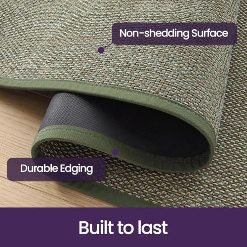 DEXI Ultra Thin Hallway Runner Rug 28x144, Non Slip Entryway Rugs,Green