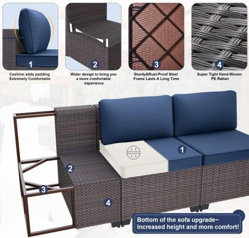 Kurapika 7 Pieces Patio Furniture Set, Rattan Wicker Outdoor Conversation Set...