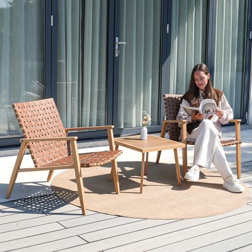 3 Pieces Patio Bistro Set, Outdoor Chairs Set of 2 with Table