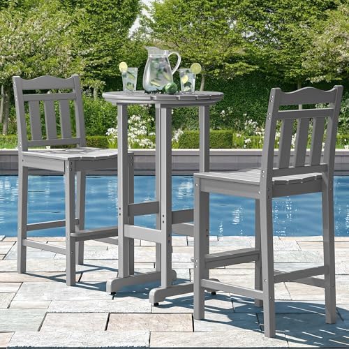 nalone Outdoor Bar Stools Set of 2, HDPE Tall Adirondack Chairs Bar Chairs, W...