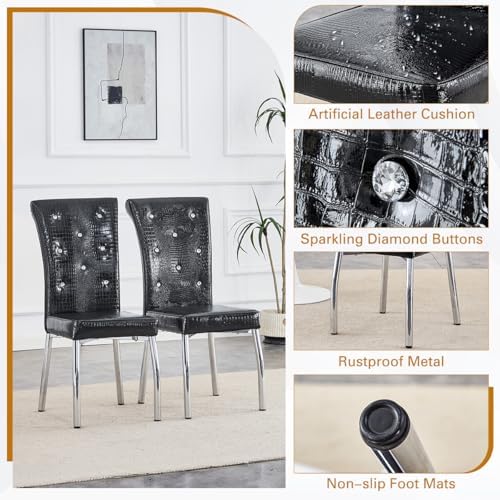 Modern Faux Marble Dining Table Set for 6, 63" White Rectangular Kitchen...