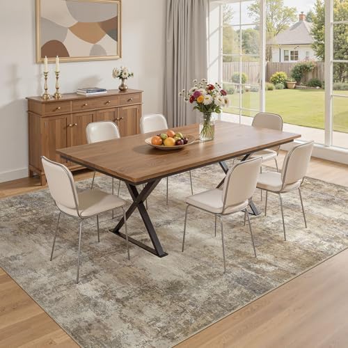 Abstract Rug 8x10 Washable Large Living Room Area Rug Dark Brown