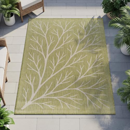 Washable Indoor Outdoor Rug 5x7 Modern Area Rugs Branch Pattern Non Shedding ...