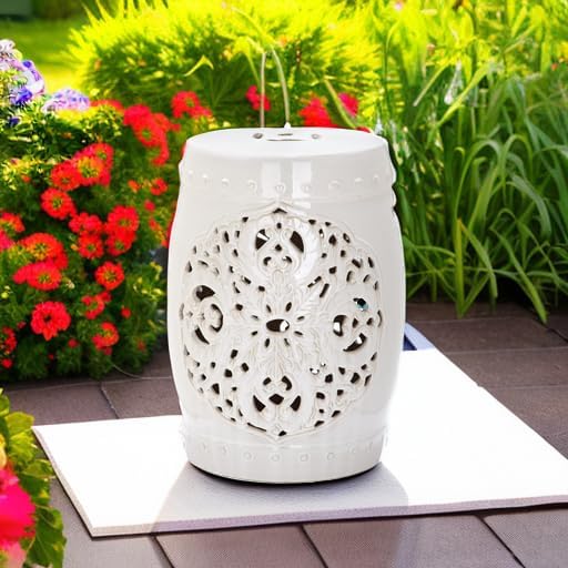 SAFAVIEH Furniture - Flora Decorative Garden Stool - Creme - Ceramic - Artisa...