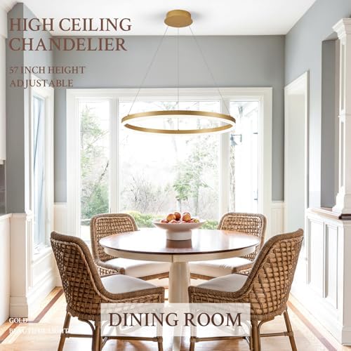 Modern LED Pendant Lighting Ring Chandelier Gold Dimmable LED Chandelier for ...