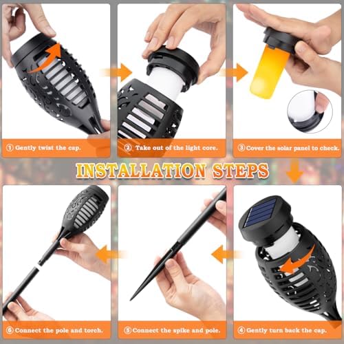 10Pack Flame Torch Solar Halloween Lights Outdoor for Halloween Decorations