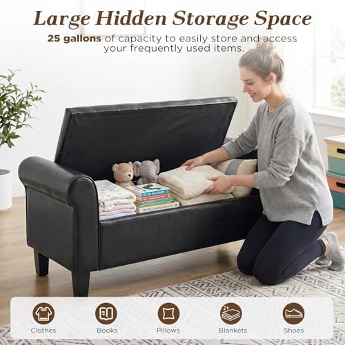 ECOTOUGE 55" Storage Ottoman Bench for Living Room, End of Bed Bench wit...