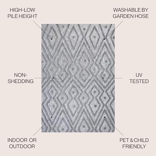 JONATHAN Y Moroccan Diamond Indoor Outdoor Area Rug 8X10 Dark Gray, Balansat ...
