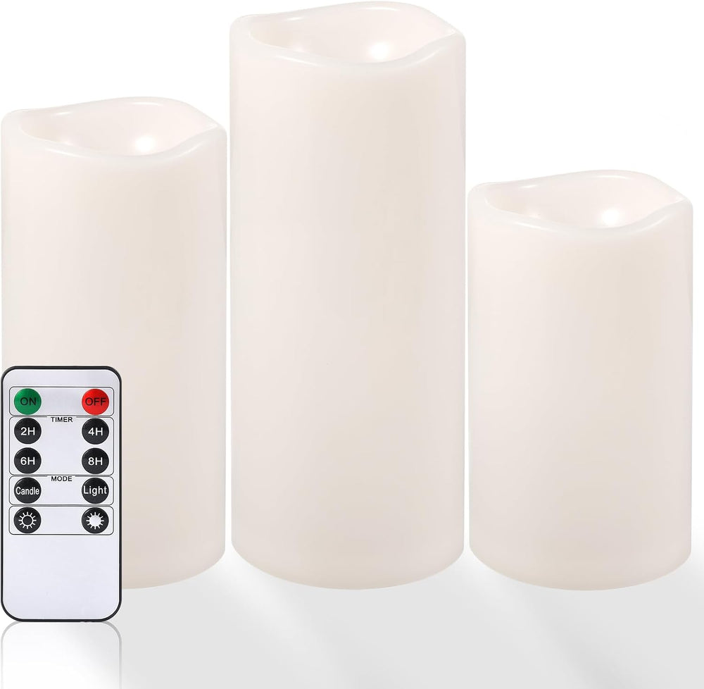NURADA Large Outdoor Flameless Candles 6" 8" 10" x 5" - W...