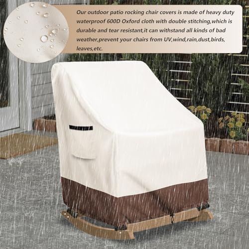 Outdoor Adirondack Rocking Chair Cover 2 Pack, Heavy Duty 600D Waterproof Pat...