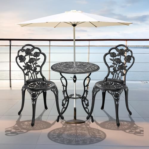 VINGLI 3 PCS Outdoor Bistro Set, Outdoor Patio Set, All-Weather Cast Aluminum...