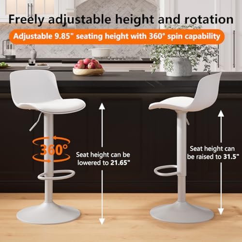 Kidol & Shellder Bar Stools Set of 2 Adjustable Swivel Counter Height Sto...