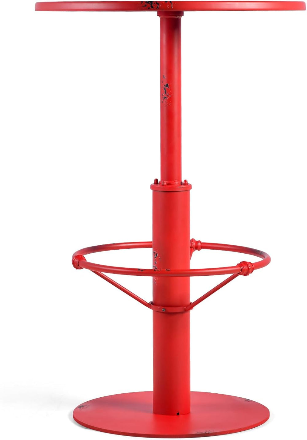 Industrial Pub Table 23.6" Iron Round Desktop 37.4" Height Cast Iro...