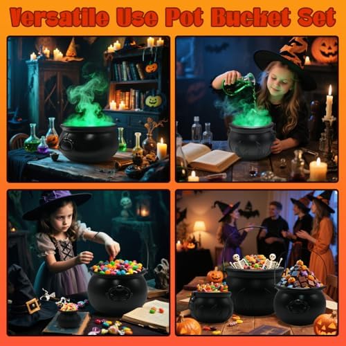 Witch Cauldron Halloween Decoration, 10 in 1 Package Large Black Plastic Cand...