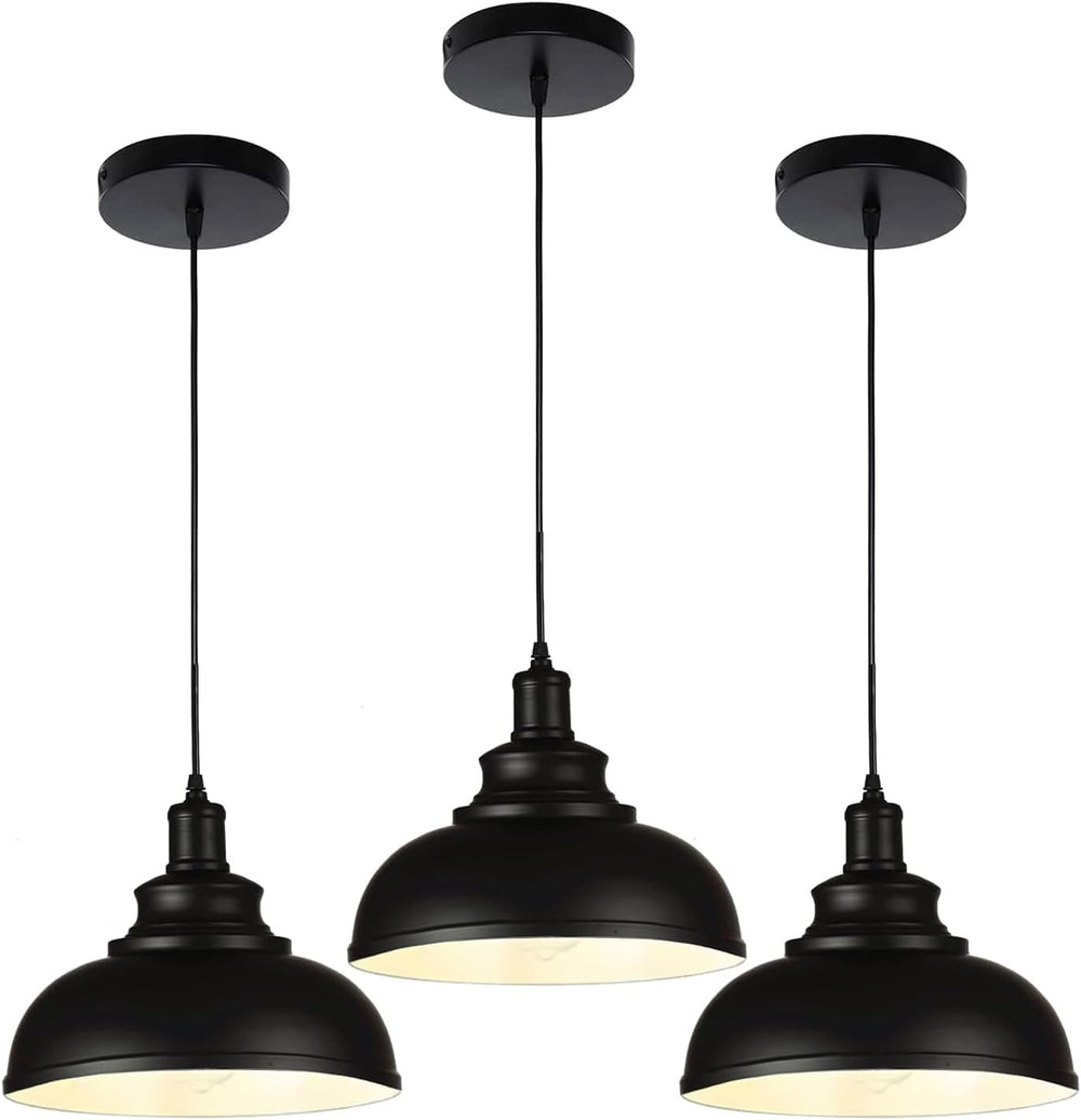 Black Dome Metal Pendant Lights - Hanging Ceiling Fixture for Industrial, Far...