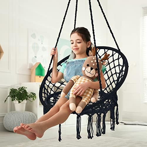 Garpans Hanging Swing Chair Bohemian Style Macrame Swing Chair with Tassels, ...