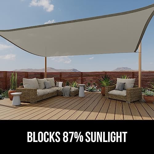 GORILLA GRIP Heavy Duty Sun Shade Sail for Outdoor Patio, 10x10 FT, Gray