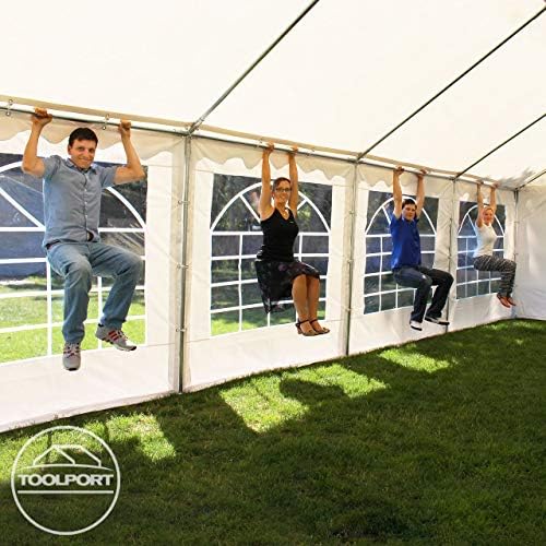 TOOLPORT 16x26 ft PVC 700 Party Tent, Outdoor Canopy, White