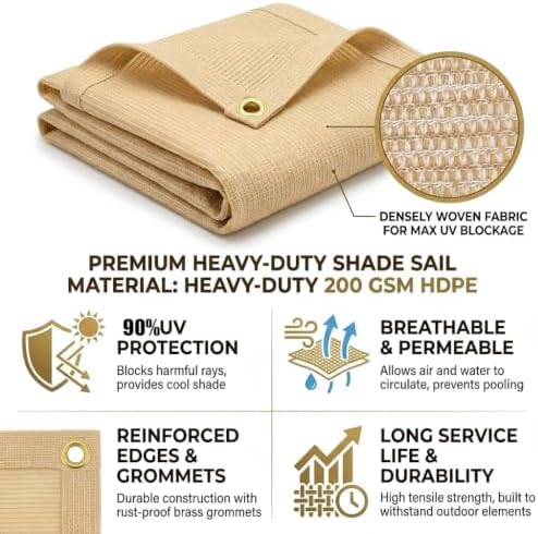 90% Sun Shade Cloth 8x25FT Heavy Duty Shade Cover Grommets