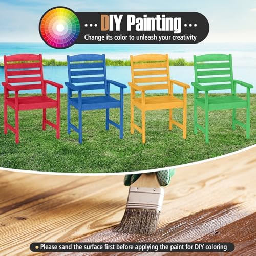 Tangkula Wood Patio Dining Chairs Set of 2, Wooden Outdoor Dining Chairs with...
