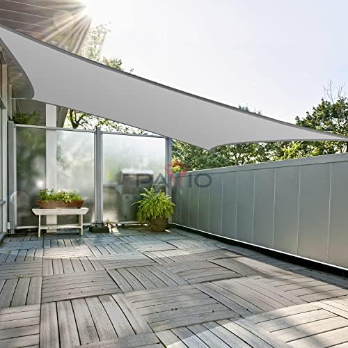 Patio Paradise 12' x 12' Sun Shade Sail Waterproof Gray Rectangle Sha...