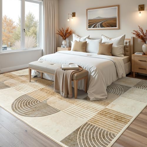 8x10 Area Rugs Washable Living Room Rug - Non-Slip Carpets Modern Rug