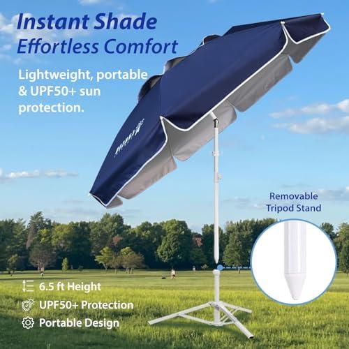 AMMSUN Shade Umbrella, Premium Portable Umbrella with Stand, 6.5ft Lightweigh...