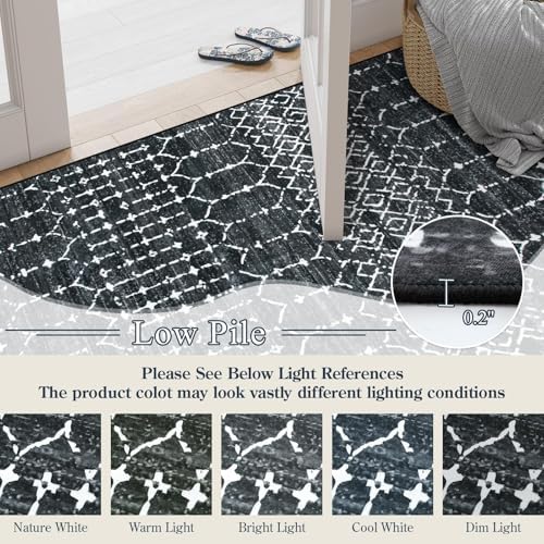 Lahome Moroccan Black Area Rugs 8x10 Living Room Non-Slip Backing Ultra-Thin ...