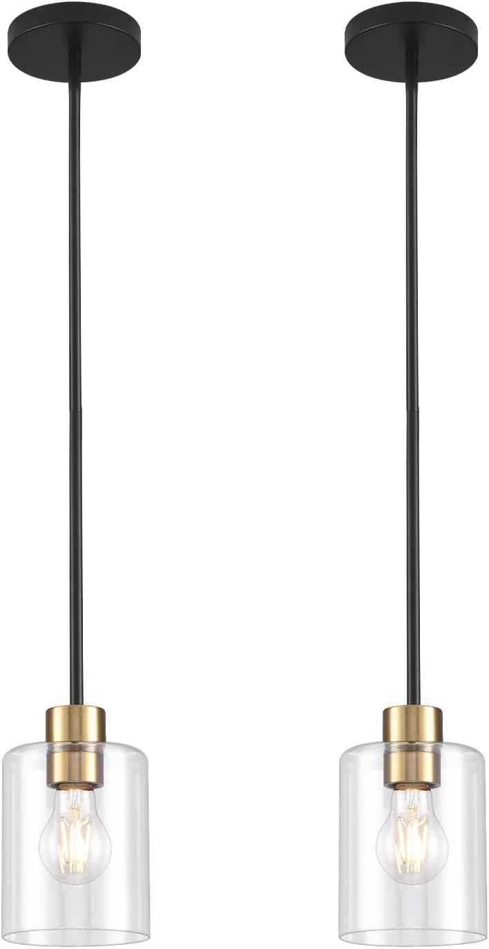 Black Brass Pendant Lights Kitchen Island - Clear Glass Pendant Light Fixture...