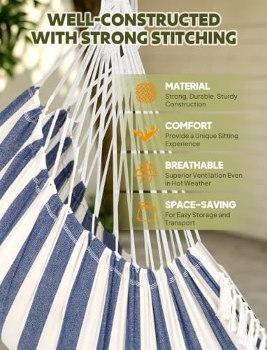 Chihee Hammock Chair Max 500 Lbs 2 Cushions Spreader Bar Strap Carabiner