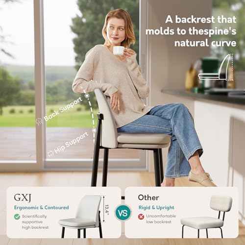 GXJ White Counter Height Bar Stools Set of 2, Dual Textured Seats