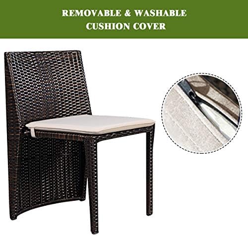 GIANTEX 3 PCS Cushioned Outdoor Wicker Patio Set Convention Bistro Set Garden...
