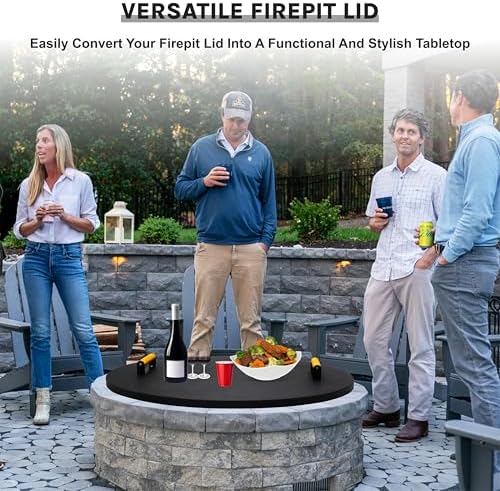 FEBTECH - 30" Round Fire Pit Lid - Heat Resistant Fire Pit Cover Round