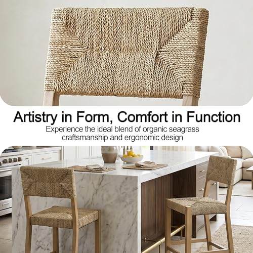 DUHOME Rattan Bar Stools Set of 4, 24'' Bohemian Counter Height Stools