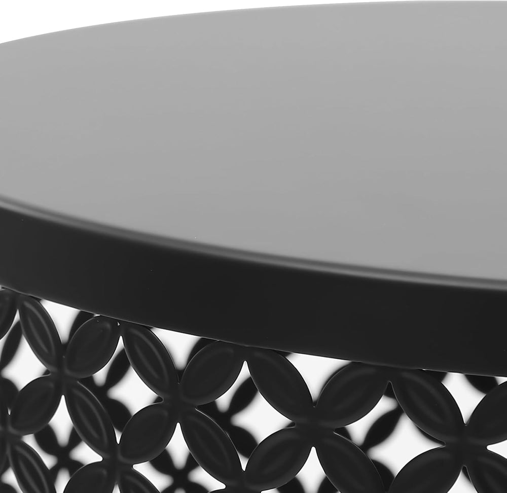 Set of 2 Outdoor Side Table, Garden Stool for Patio, Metal Accent Table Moder...