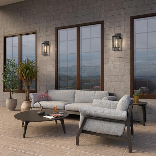 14" Double Cage Outdoor Wall Light, 2Pack Exterior Lantern Sconce