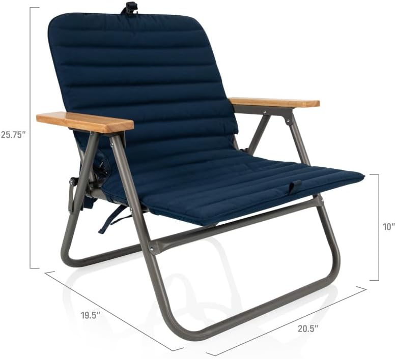 Picnic TIME Descanso Padded Beach Chair, Low Camping Chair with Removable Was...