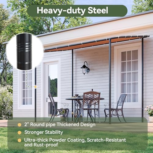 Aoxun 10x6 Lean-to Gazebo,Sloped Roof Pergola Porch Canopy Awning for Patio