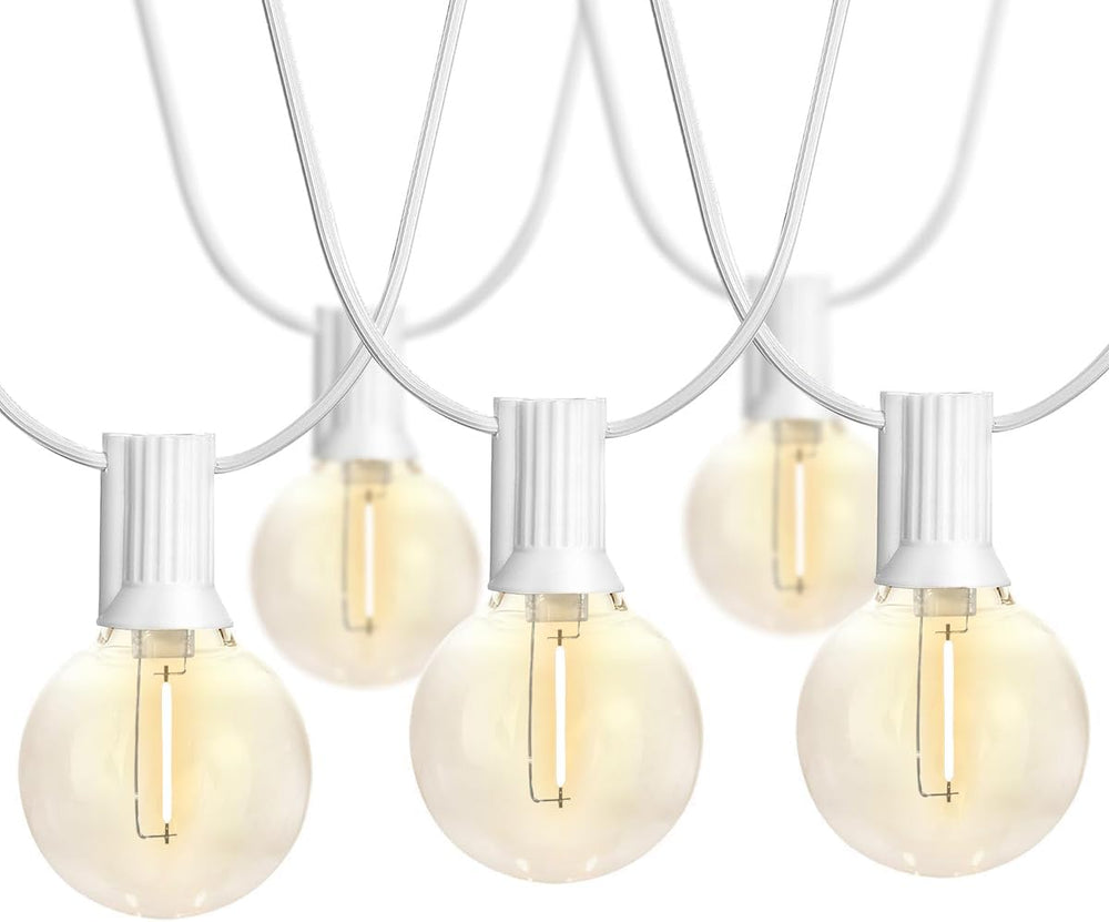 SUNTHIN White Outdoor String Lights, 48FT White Patio Lights with 25 G40 Shat...