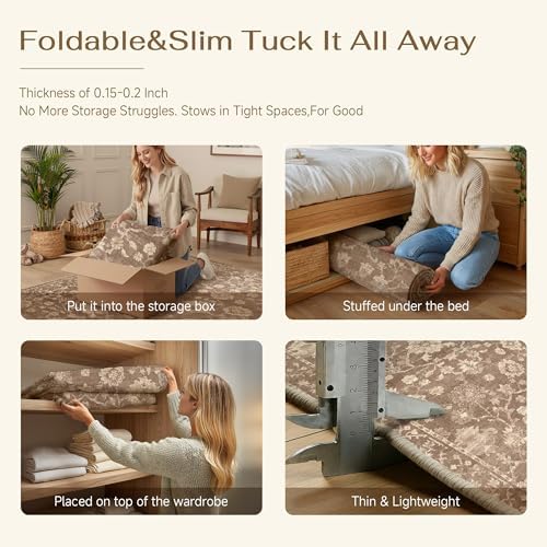 HUGEAR 2x8 Brown Neutral Runner Rugs Washable Rug Carpet