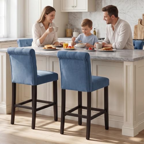 LSSBOUGHT 24 Inches Upholstered Counter Stools, Bar Stools Set of 2, Fabric C...