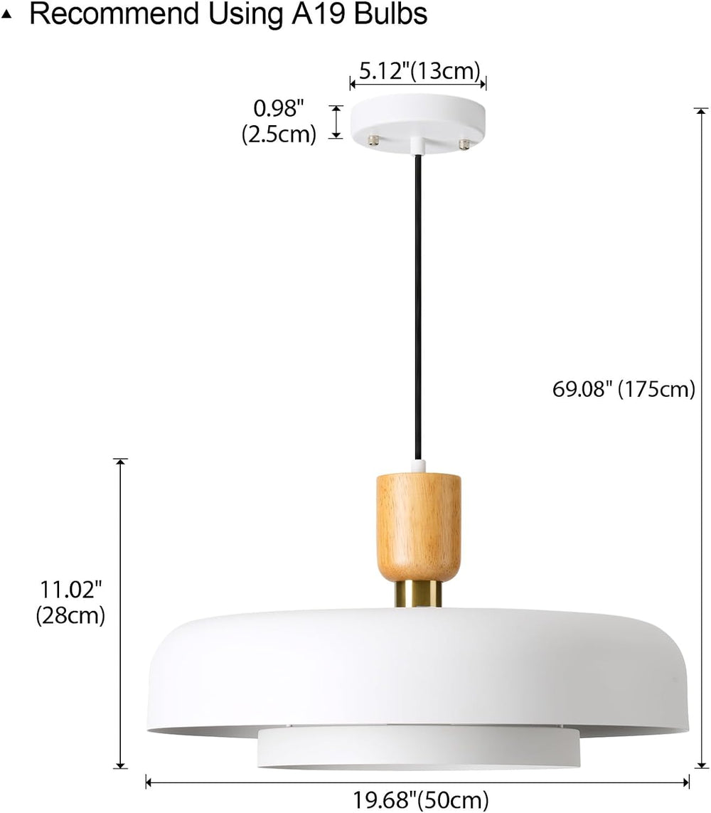 TeHenoo Large Pendant Light 19.68 inch, Matte White Shade