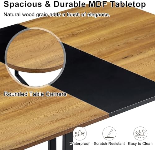 7-Piece Dining Table Set for 6,Modern Dining Room Table Set for 6 with Cushio...