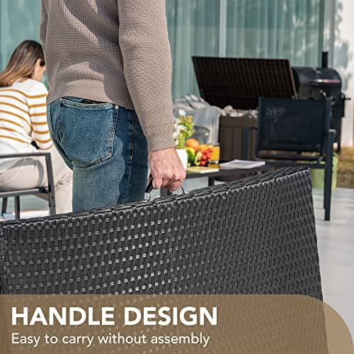 Devoko Patio Chaise Lounge Sets Outdoor Rattan Adjustable Back 3 Pieces Cushi...