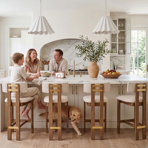 HNY 26’’ Tall Farmhouse Bar Stools Set of 2, Modern Counter Stools with Backs...