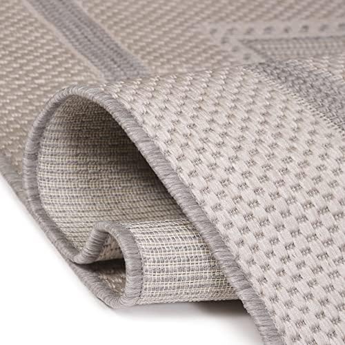 Modern Bordered Indoor Outdoor Area Rug Weather Resistant Outdoor Carpet for ...